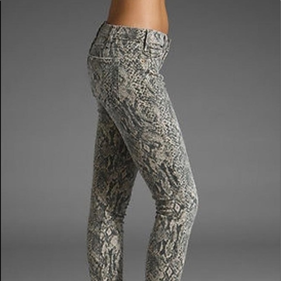 Current/Elliott Jeans Low Rise The Ankle Skinny Canvas Python Snake Print Sz 26‎ - Picture 4 of 16